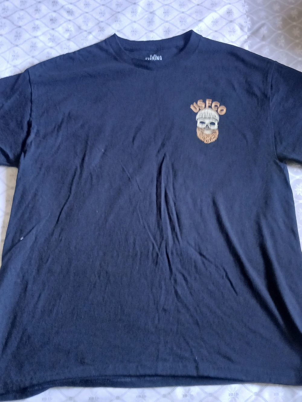 USFC U.S Fishing CO...Black Short Sleeve Graphic Print Tee Skull Large